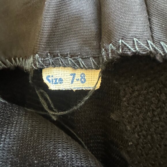 Four Corners Vintage 80s Pleated Knit Overalls Black Dress Gold Accent Buttons - Picture 9 of 11